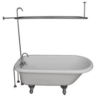 Barclay Products 5 ft. Acrylic Ball and Claw Feet Roll Top Tub in White with Polished Chrome Accessories TKATR60 WCP1