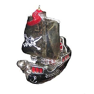 Kurt Adler 5.5 Polonaise Pirate Ship Glass Ornament   Seasonal