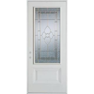 Stanley Doors 36 in. x 80 in. Traditional Zinc 3/4 Lite 1 Panel Prefinished White Right Hand Inswing Steel Prehung Front Door 1103E Z 36 R Z