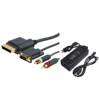 Insten 135W 12V AC Adapter Charger+VGA Cable W/Digital Optical Audio For Xbox 360 Slim