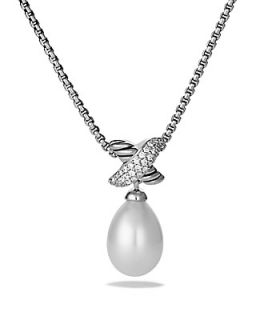 David Yurman X Pearl Pendant with Diamonds on Chain