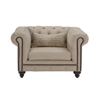 ABBYSON LIVING Fulton Beige Velvet Fabric Tufted Armchair