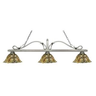 Filament Design Evelyn 3 Light Antique Silver Island Light with Tiffany Glass Shades CLI JB051414
