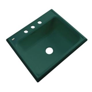 Thermocast Wentworth Drop In Acrylic 25 in. 3 Hole Single Bowl Kitchen Sink in Rain Forest 27340