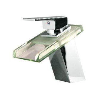 Kokols Single Hole 1 Handle LED Vessel Glass Waterfall Bathroom Faucet in Chrome LS13A