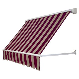 Awntech 60 in Wide x 24 in Projection Burgundy/Tan Stripe Open Slope Window Retractable Manual Awning