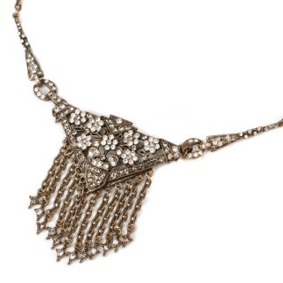 Sweet Romance Silvertone Daisys 1920s Deco Necklace