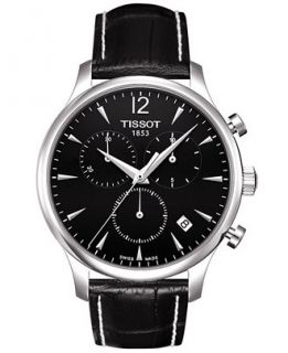 Tissot Watch, Mens Swiss Chronograph Tradition Black Leather Strap