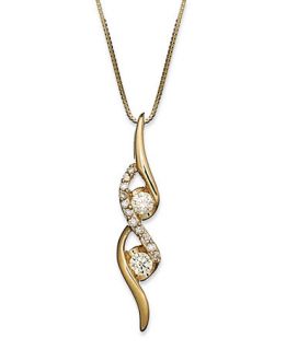 Sirena Diamond Two Stone Spiral Pendant Necklace in 14k Gold (1/4 ct
