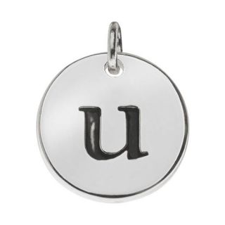 Lead Free Pewter, Round Alphabet Charm Lowercase Letter 'u' 13mm, 1 Piece, Silver Plated