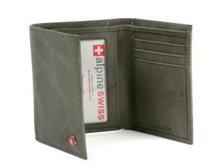 Alpine Swiss Mens Distressed Pullup Crunch Leather Wallet Trifold Suede Line