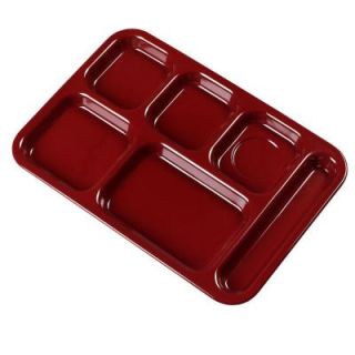Carlisle 14.5 in. x 10 in. Melamine Right Hand 6 Compartment Tray in Dark Cranberry (Case of 12) 4398885