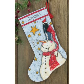 Tall Hat Snowman Stocking Counted Cross Stitch Kit 16in Long 14 Count