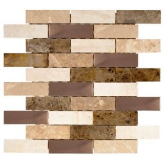 Jeffrey Court Copper Canyon 12 in. x 12 in. x 6 mm Copper and Marble Mosaic Wall Tile 99603