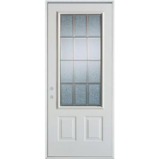 Stanley Doors 32 in. x 80 in. Geometric Glue Chip and Brass 3/4 Lite 2 Panel Prefinished Right Hand Inswing Steel Prehung Front Door 1000E DGC 32 R