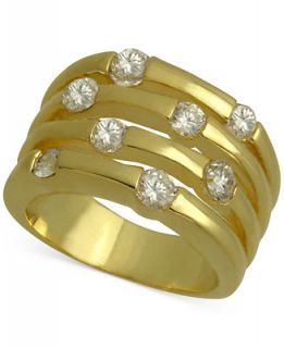 GUESS Gold Tone Crystal Stacked Look Ring   Jewelry & Watches