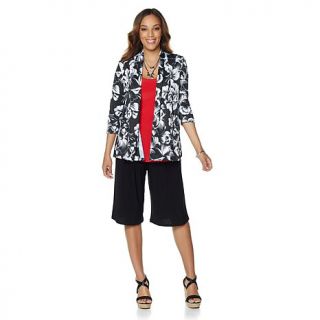 Slinky® Brand 3/4 Sleeve Printed Jacket with Shawl Collar   8090154