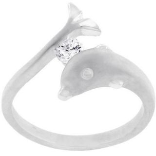 Kate Bissett Silver Tone Cubic Zirconia Dolphin Ring