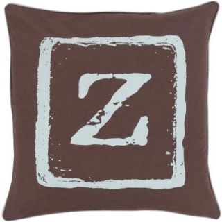 22" Espresso Brown and Gray "Z" Big Kid Blocks Decorative Throw Pillow
