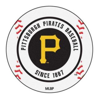 FANMATS MLB Pittsburgh Pirates White 2 ft. 3 in. x 2 ft. 3 in. Round Accent Rug 6496