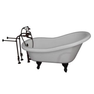 Barclay Products 5.6 ft. Acrylic Ball and Claw Feet Slipper Tub in White with Oil Rubbed Bronze Accessories TKADTS67 WORB2