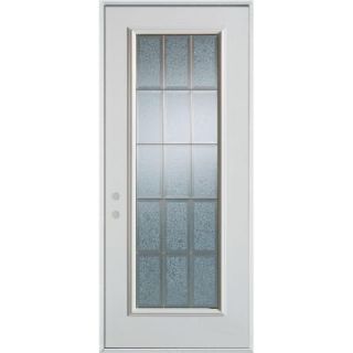 Stanley Doors 36 in. x 80 in. Geometric Clear and Zinc Full Lite Prefinished White Left Hand Inswing Steel Prehung Front Door 1000P PCL 36 L Z