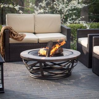 Crosley CO9007A BK Glendale Round Slate Firepit in Black