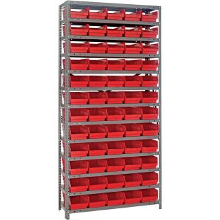 Quantum Storage 60 Bin Shelf Unit — 18in. x 36in. x 75in. Rack Size, Red, Model# 1875-104 RD  Single Side Bin Units
