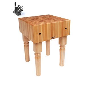 John Boos AB05 24 x 24 x 34 inch Solid Maple Butcher Block Table With