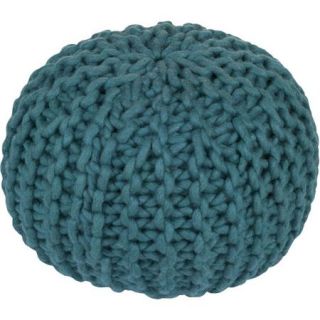 Libby Langdon Interlocking Knit Hand Crafted Solid Wool Decorative Pouf, Teal
