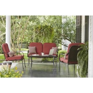 Hampton Bay Fall River 4 Piece Patio Seating Set with Dragonfruit Cushion DY11034 4 R