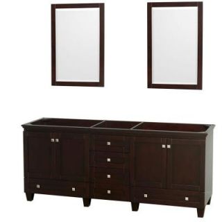Wyndham Collection Acclaim 80 in. Double Vanity Cabinet with 2 Mirrors in Espresso WCV800080DESCXSXXM24