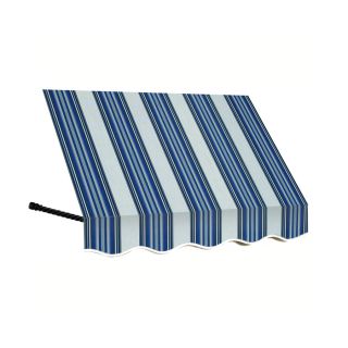Awntech 76.5 in Wide x 36 in Projection Navy/Gray/White Stripe Open Slope Window/Door Awning