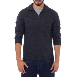 Alpaca Wool Mens Casual Gray Quarter zip Sweater (Peru)   13453165