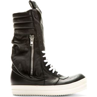 Rick Owens Black Ultra High Top Pocketed Sneakers