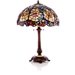 River of Goods Stained Glass Cobweb and Dragonfly 29'' H Table Lamp with Bowl Shade