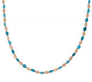 As Is Bronzo Italia 16 Turquoise & Brushed Satin Nugget Necklace —