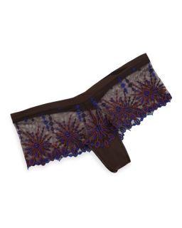 Chantelle Vendome Floral Embroidered Hipster Briefs, Ebony/Navy Blue