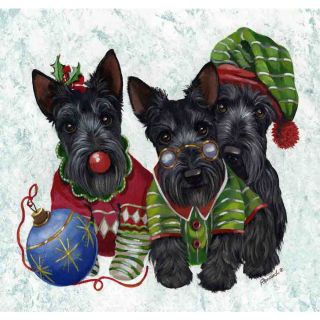 Precious Pet Paintings Scottish Terrier Christmas Flag