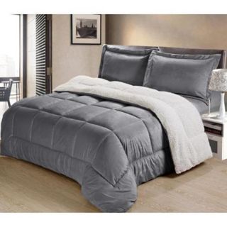 Ultra Mink Faux Fur and Sherpa 3 piece Comforter Set QUEEN CAMEL
