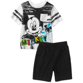 Disney Baby Boys' Mickey 2 Piece Graphic Tee and Short Set