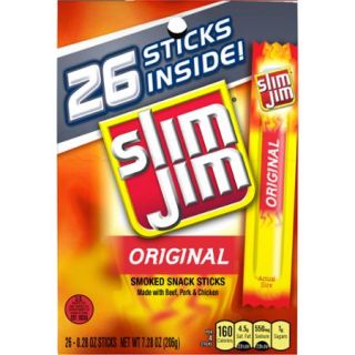 Slim Jim Original Smoked Snack Sticks, 0.28 oz, 26 ct