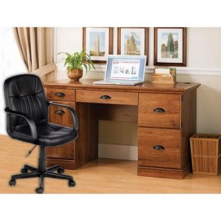 Better Homes and Gardens Desk and Leather Mid Back Office Chair Value Bundle