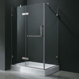 Vigo Monteray 48.125 in. x 79.25 in. Frameless Pivot Shower Enclosure in Chrome with Clear Glass with Left Base in White VG6011CHCL48WL