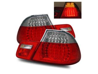 00 03 BMW E46 325/328/330/M3 2DR Coupe Euro Red Clear LED Tail Lights Brake Lamp