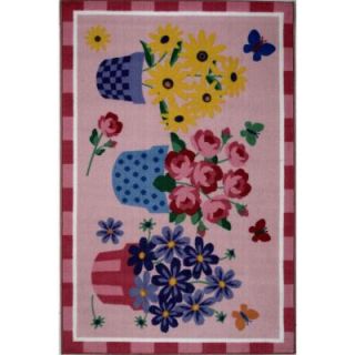 LA Rug Olive Kids Blossoms and Butterflies Multi Colored 39 in. x 58 in. Area Rug OLK 014 3958