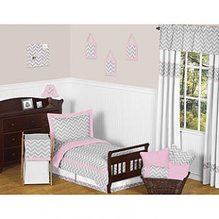 Sweet Jojo Designs Gray and Pink Zig Zag Collection 5pc Toddler