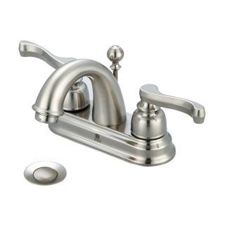Pioneer Industries Brentwood Brushed Nickel 2 Handle 4 in Centerset WaterSense Bathroom Sink Faucet (Drain Included)