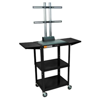Adjustable Height Flat Panel Cart with Drop Leaf Shelves