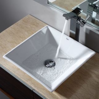 Kraus Bathroom Combos Square Ceramic Bathroom Sink with Single Handle